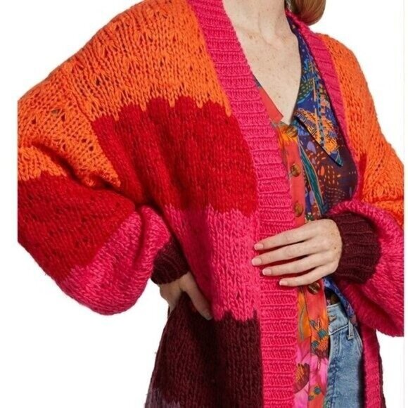 Farm Rio Women’s Striped Multi Cardigan - Size Medium - Picture 6 of 7